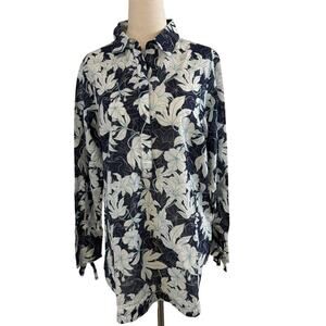 Columbia Blue White Floral Shirt Women’s Small Lightweight Outdoor Top